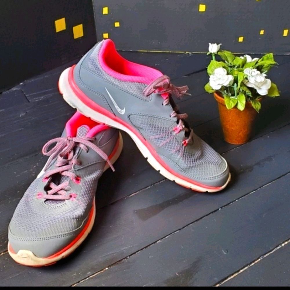 Nike Flex Pink and Grey Shoes